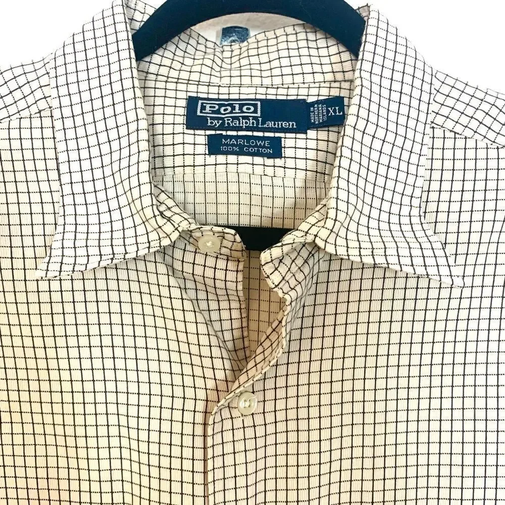 Polo Ralph Lauren Cream w/ Blue check Marlowe Button down Shirt